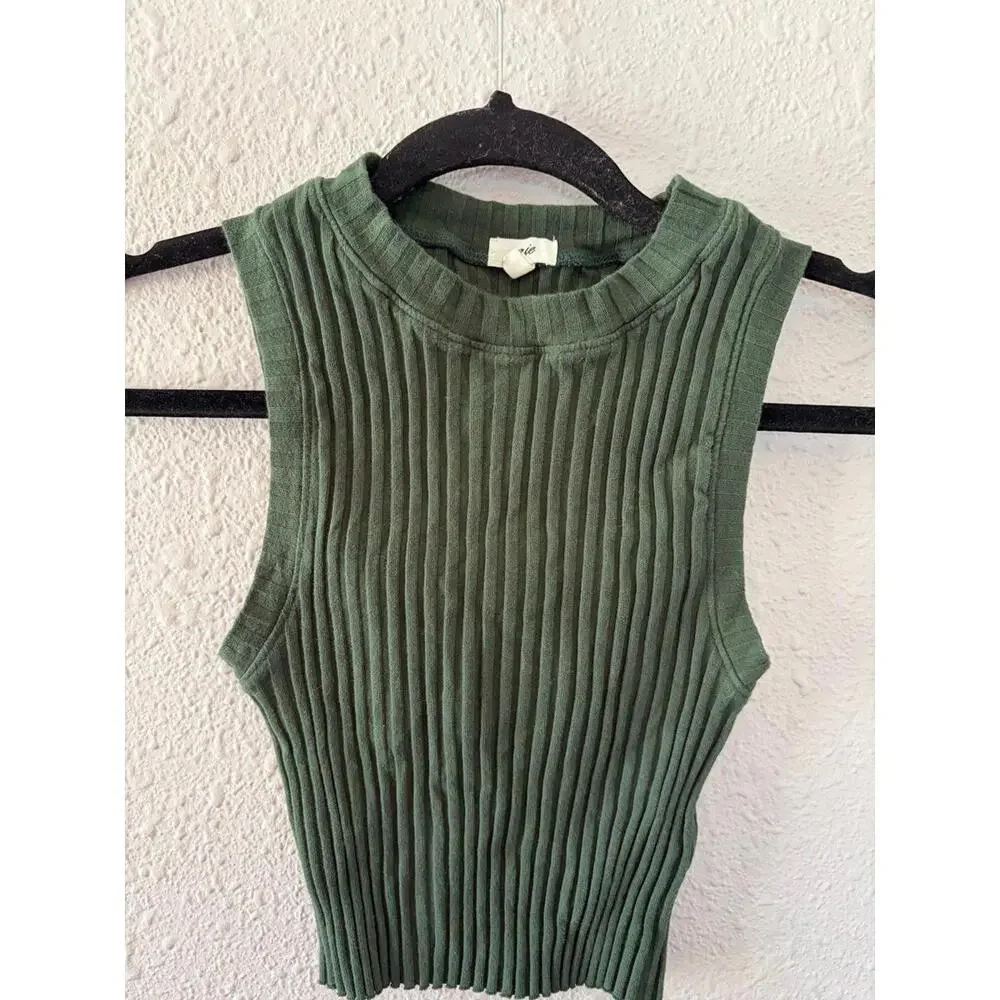 Aerie green ribbed cropped tank size XS stretchy - Picture 1 of 3